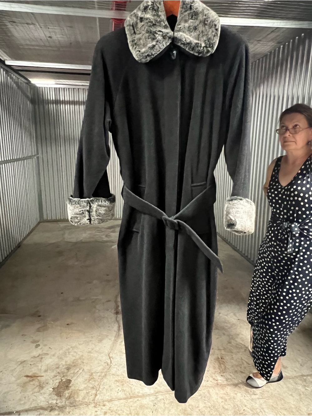 Barneys New York Charcoal Black Wool Coat